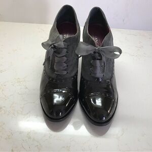 Coach Gray Two-Tone Patent & Suede Lace-Up Oxford Shoes